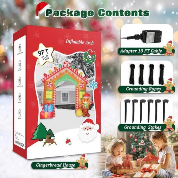 ⚡9 FT Christmas Inflatable Archway Outdoor Gift Bag Blow up LED Decorations - Picture 5 of 5